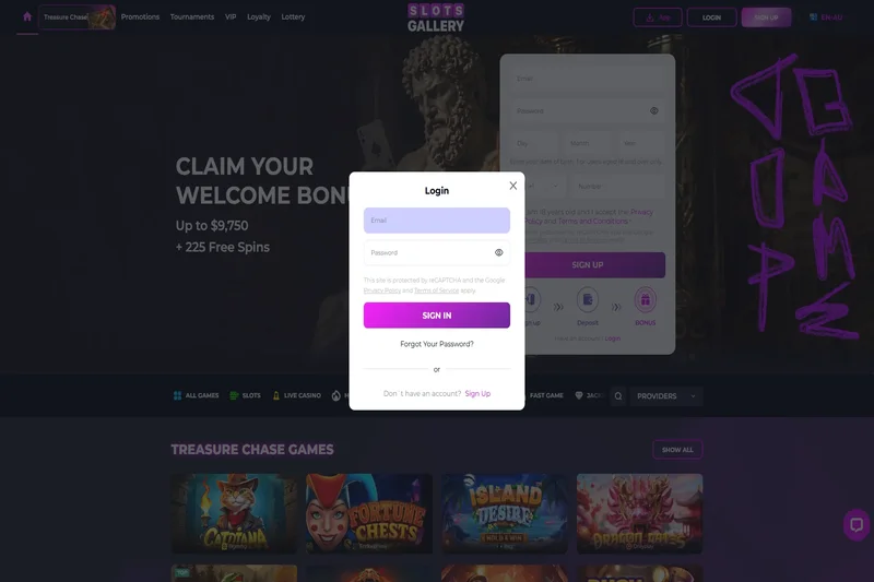 Slotsgallery casino login page